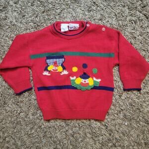 Petit Ami Red Knit Clown Sweater Infant Vintage Clowncore 18M-2T